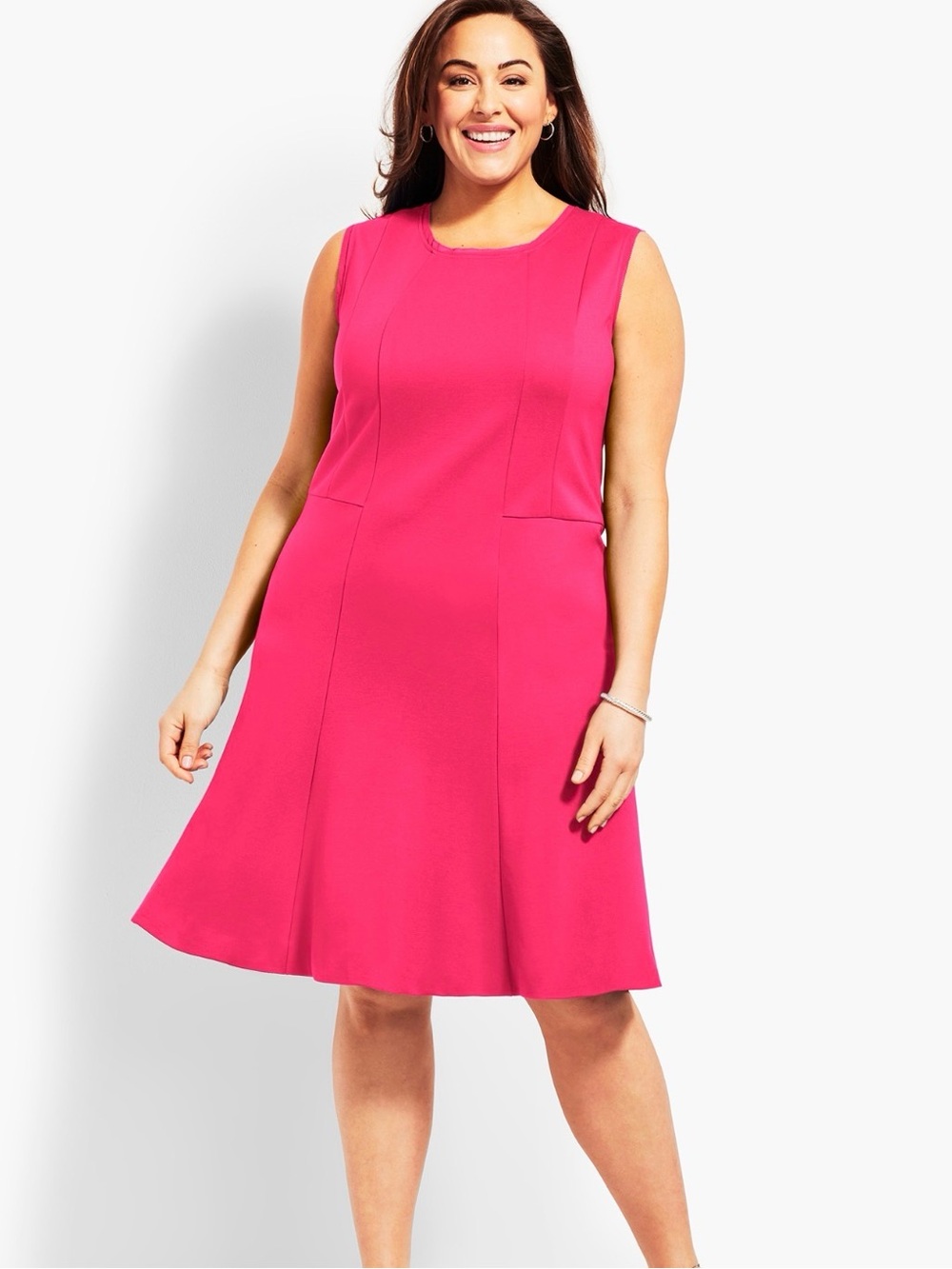 Talbots hot pink sleeveless fit-and-flare dress
